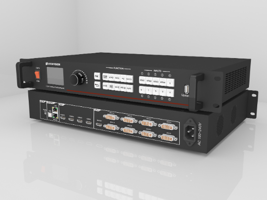上海靈信VX-6視頻處理器4個(gè)HDMI通道4K超高清輸入，可以實(shí)現(xiàn)超大屏點(diǎn)對(duì)點(diǎn)顯示
